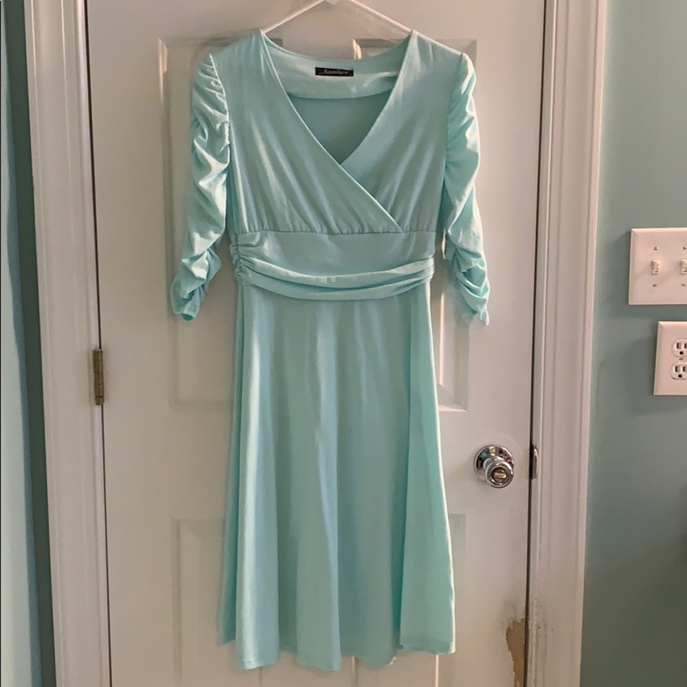 Mint green empire waist dress